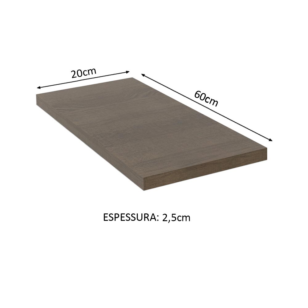 Tampo para Balcão de 20 x 60 cm para Cozinhas Madesa Glamy, Lux e Stella Rustic