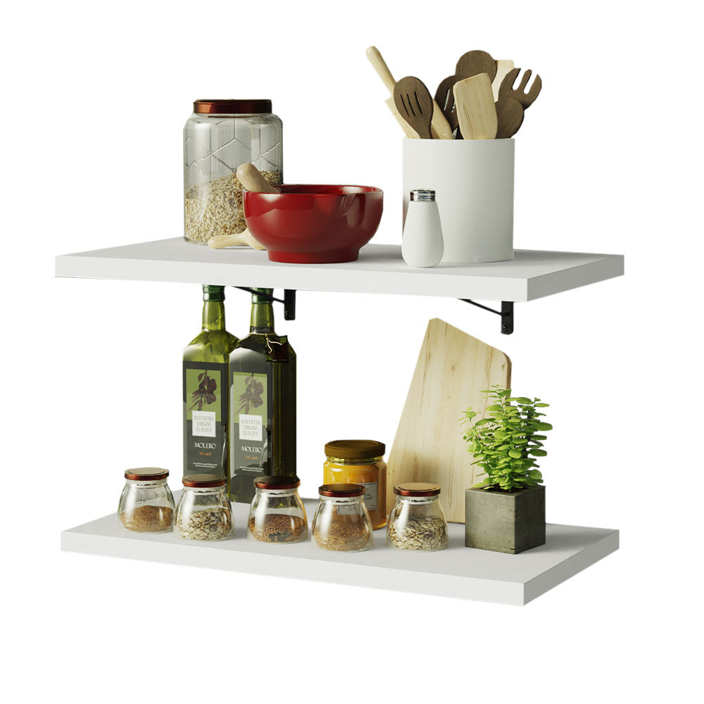 Kit 2 Prateleiras Suspensas para Cozinha Madesa 60 cm com Mão Francesa Branco