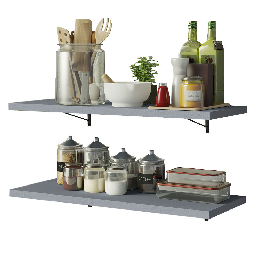 Kit 2 Prateleiras Suspensas para Cozinha Madesa 60 cm com Mão Francesa Cinza