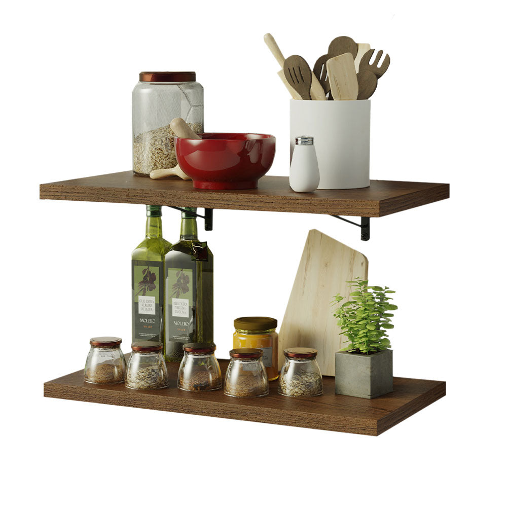 Kit 2 Prateleiras Suspensas para Cozinha Madesa 60 cm com Mão Francesa Rustic