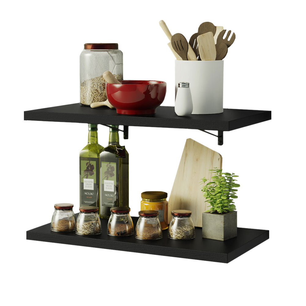 Kit 2 Prateleiras Suspensas para Cozinha Madesa 60 cm com Mão Francesa Preto