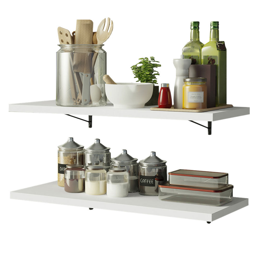 Kit 2 Prateleiras Suspensas para Cozinha Madesa 80 cm com Mão Francesa Branco