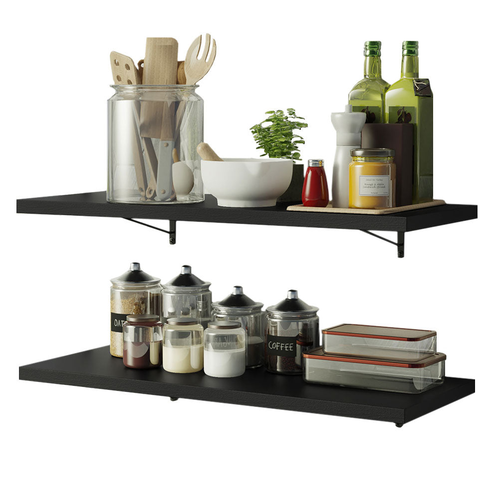 Kit 2 Prateleiras Suspensas para Cozinha Madesa 80 cm com Mão Francesa Preto