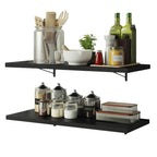 Kit 2 Prateleiras Suspensas para Cozinha Madesa 80 cm com Mão Francesa Preto