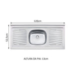 Pia de Apoio Tramontina New Raggi 40 em Aço Inox 120 x 52 cm