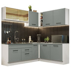 Armário de Cozinha Completa de Canto 389cm Branco Cinza Agata Madesa 01