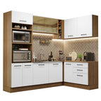 Armário de Cozinha Completa de Canto 399cm Rustic Branco Agata Madesa 01