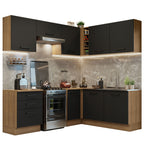 Armário de Cozinha Completa de Canto 399cm Rustic Preto Agata Madesa 02