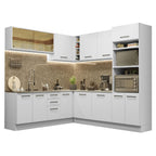Armário de Cozinha Completa de Canto 459cm Branco Agata Madesa 01