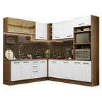 Armário de Cozinha Completa de Canto 459cm Rustic Branco Agata Madesa 01