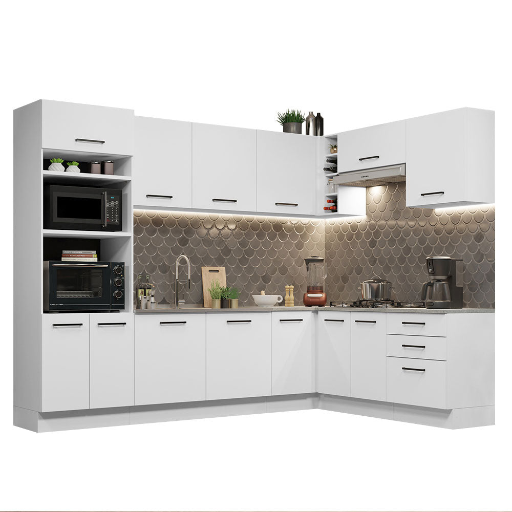 Armário de Cozinha Completa de Canto 479cm Branco Agata Madesa 01