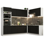 Armário de Cozinha Completa de Canto 479cm Branco Preto Agata Madesa 01