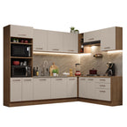 Armário de Cozinha Completa de Canto 479cm Rustic/Crema Agata Madesa 01