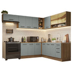 Armário de Cozinha Completa de Canto 486cm Rustic/Cinza 60cm de Profundidade Agata Madesa 01