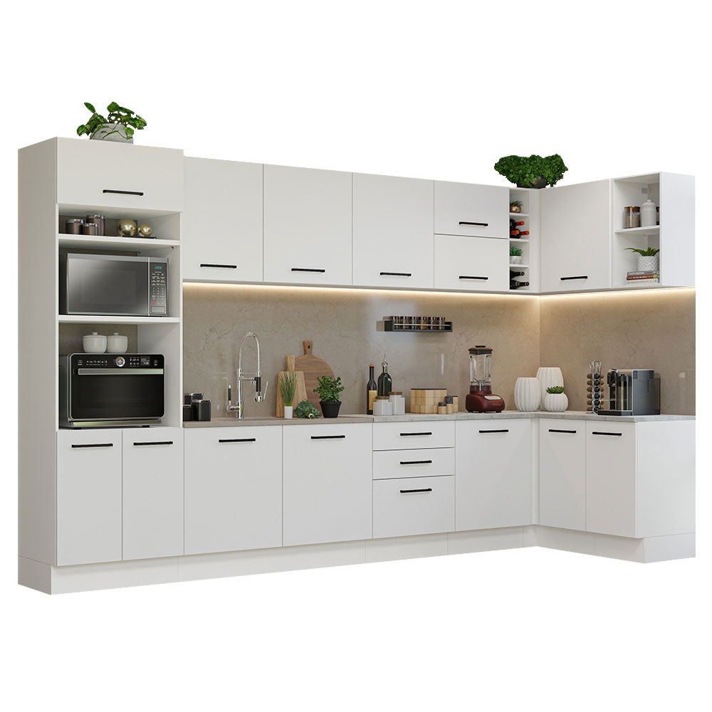 Armário de Cozinha Planejada de Canto 499cm Branco Agata Madesa 01