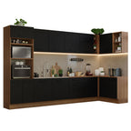 Armário de Cozinha Planejada de Canto 499cm Rustic/Preto Agata Madesa 01