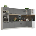 Armário de Cozinha Planejada de Canto 499cm Branco/Cinza Agata Madesa 01