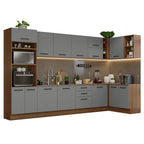 Armário de Cozinha Planejada de Canto 499cm Rustic/Cinza Agata Madesa 01