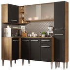 Armário de Cozinha Completa de Canto 261cm Rustic/Preto Emilly Face Madesa 02