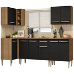 Armário de Cozinha Completa de Canto 293cm Rustic/Preto Emilly Open Madesa 01