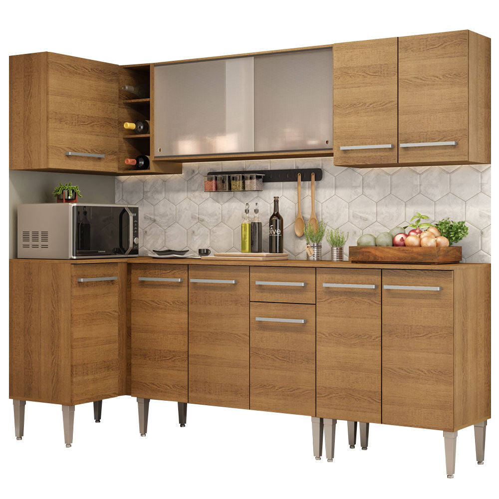 Armário de Cozinha Completa de Canto 293cm Rustic Emilly Point