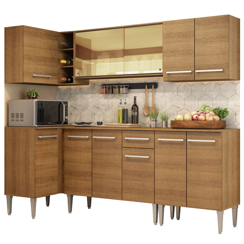 Armário de Cozinha Completa de Canto 293cm Rustic Emilly Play Madesa 04