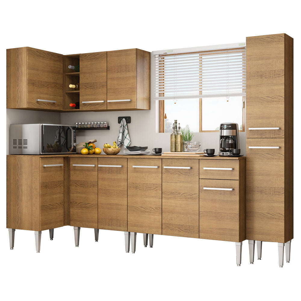 Armário de Cozinha Completa de Canto 325cm Rustic Emilly Water Madesa 02