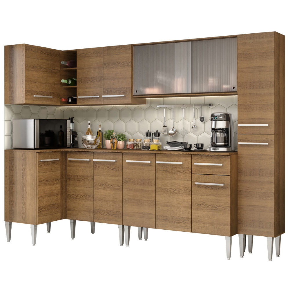 Armário de Cozinha Completa de Canto 325cm Rustic Emilly Space Madesa 03