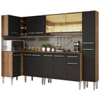 Armário de Cozinha Completa de Canto 325cm Rustic/Preto Emilly Wave Madesa 04