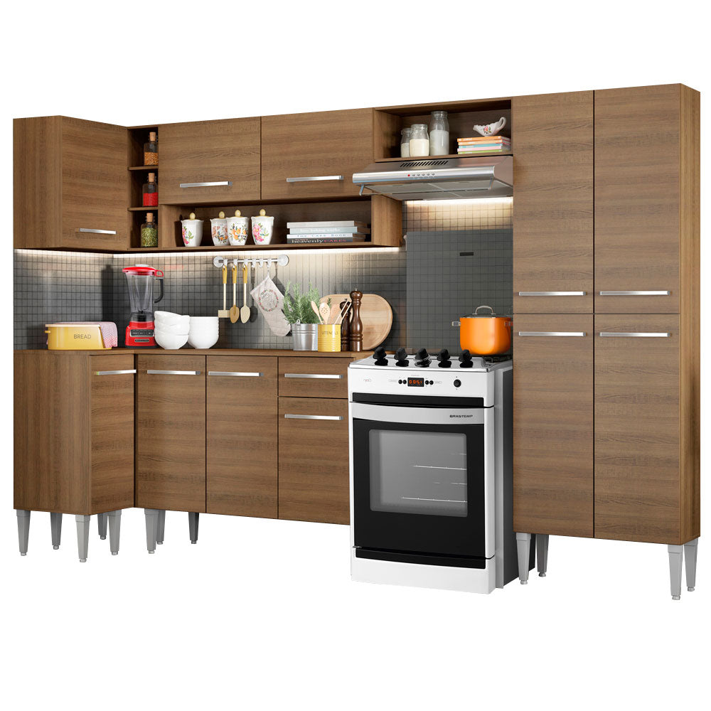Armário de Cozinha Completa de Canto 353cm Rustic Emilly Sun Madesa 01