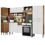 Armário de Cozinha Completa de Canto 353cm Rustic/Branco Emilly Sun Madesa 01
