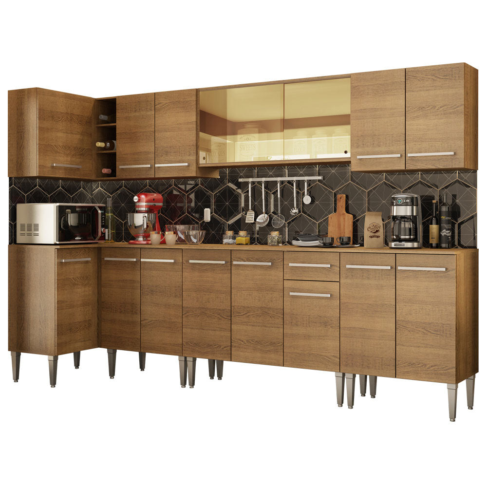 Armário de Cozinha Completa de Canto 357cm Rustic Emilly Mega Madesa 03