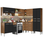 Armário de Cozinha Completa de Canto 417cm Rustic/Preto Emilly Ice Madesa 01