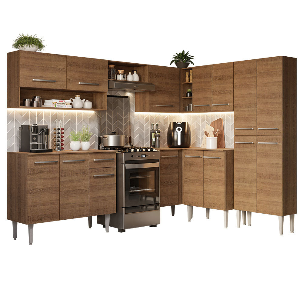 Armário de Cozinha Completa de Canto 417cm Rustic Emilly Madesa 02