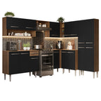 Armário de Cozinha Completa de Canto 417cm Rustic/Preto Emilly Madesa 02
