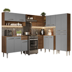 Armário de Cozinha Completa de Canto 417cm Cinza/Rustic Emilly Madesa 02
