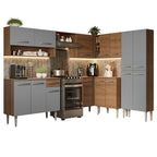 Armário de Cozinha Completa de Canto 417cm Rustic/Cinza Emilly Madesa 02