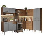 Armário de Cozinha Completa de Canto 417cm Rustic/Cinza Emilly Madesa 02