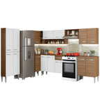 Armário de Cozinha Completa de Canto 481cm Rustic/Branco Emilly Moon Madesa 01