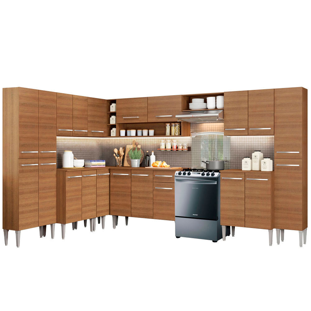 Armário de Cozinha Completa de Canto 513cm Rustic Emilly Big Madesa 02