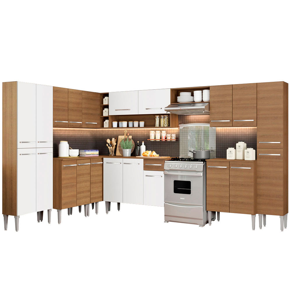 Armário de Cozinha Completa de Canto 513cm Rustic/Branco Emilly Big Madesa 02