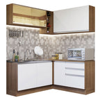 Armário de Cozinha Completa de Canto 329cm Rustic Branco Glamy Madesa 02