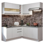 Armário de Cozinha Completa de Canto 349cm Branco Glamy Madesa 01