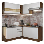 Armário de Cozinha Completa de Canto 349cm Rustic/Branco Glamy Madesa 01