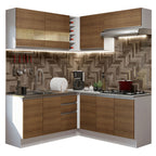 Armário de Cozinha Completa de Canto 349cm Branco/Rustic Glamy Madesa 01