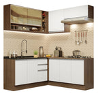 Armário de Cozinha Completa de Canto 349cm Rustic Branco Glamy Madesa 02