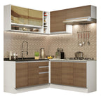 Armário de Cozinha Completa de Canto 349cm Branco Rustic Glamy Madesa 02