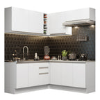 Armário de Cozinha Completa de Canto 349cm Branco Glamy Madesa 03