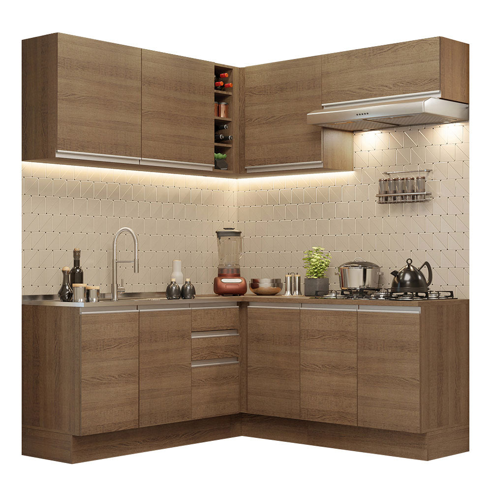 Armário de Cozinha Completa de Canto 349cm Rustic Glamy Madesa 03