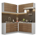 Armário de Cozinha Completa de Canto 349cm Branco Rustic Glamy Madesa 03